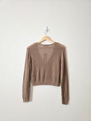 NEW Brown Crochet Knit Top (XS)
