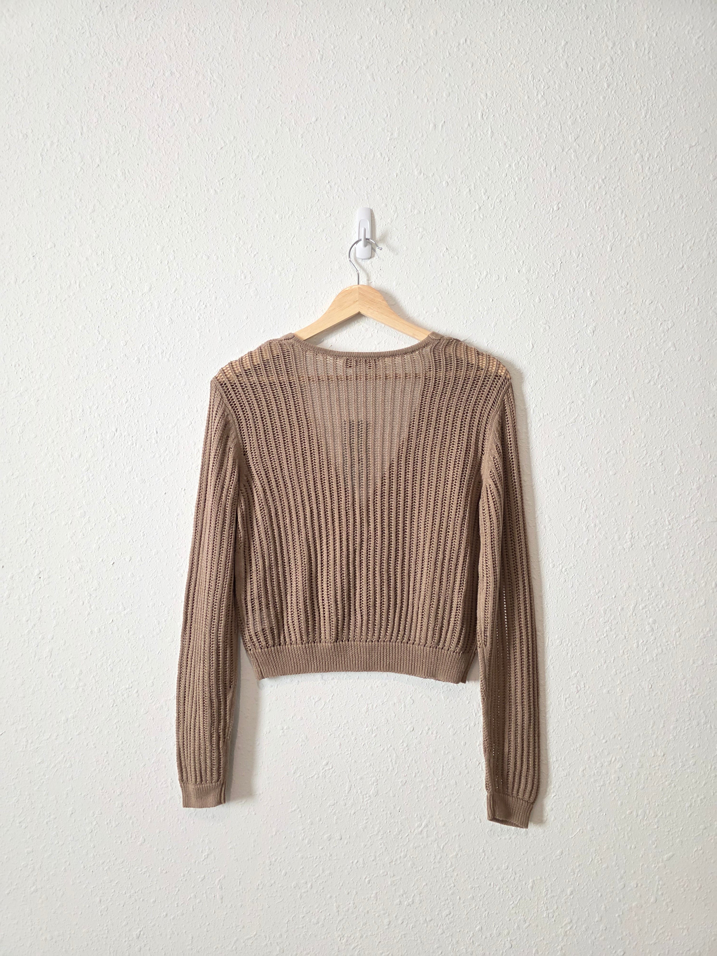 NEW Brown Crochet Knit Top (XS)