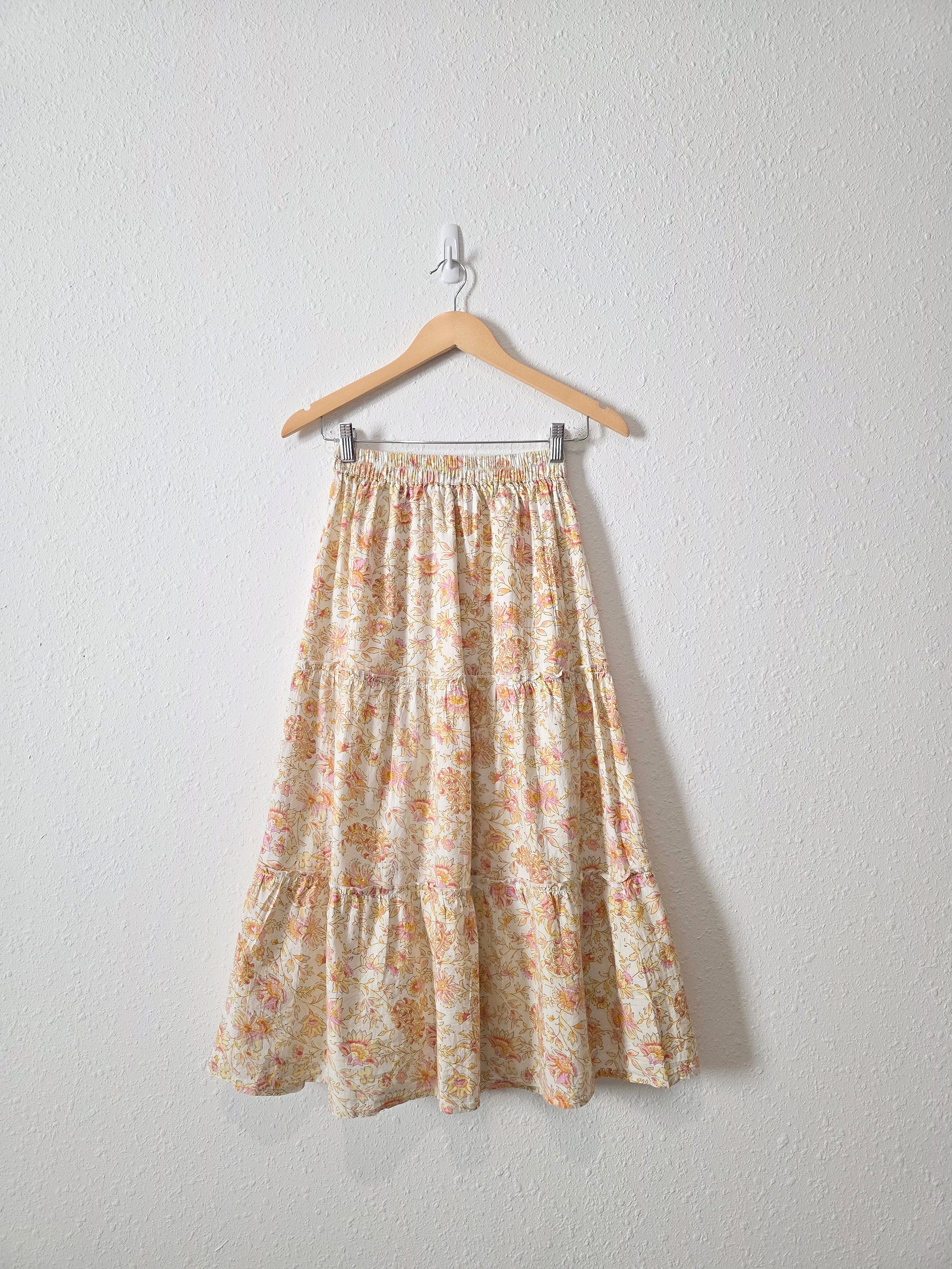 Floral Cotton Midi Skirt (S)