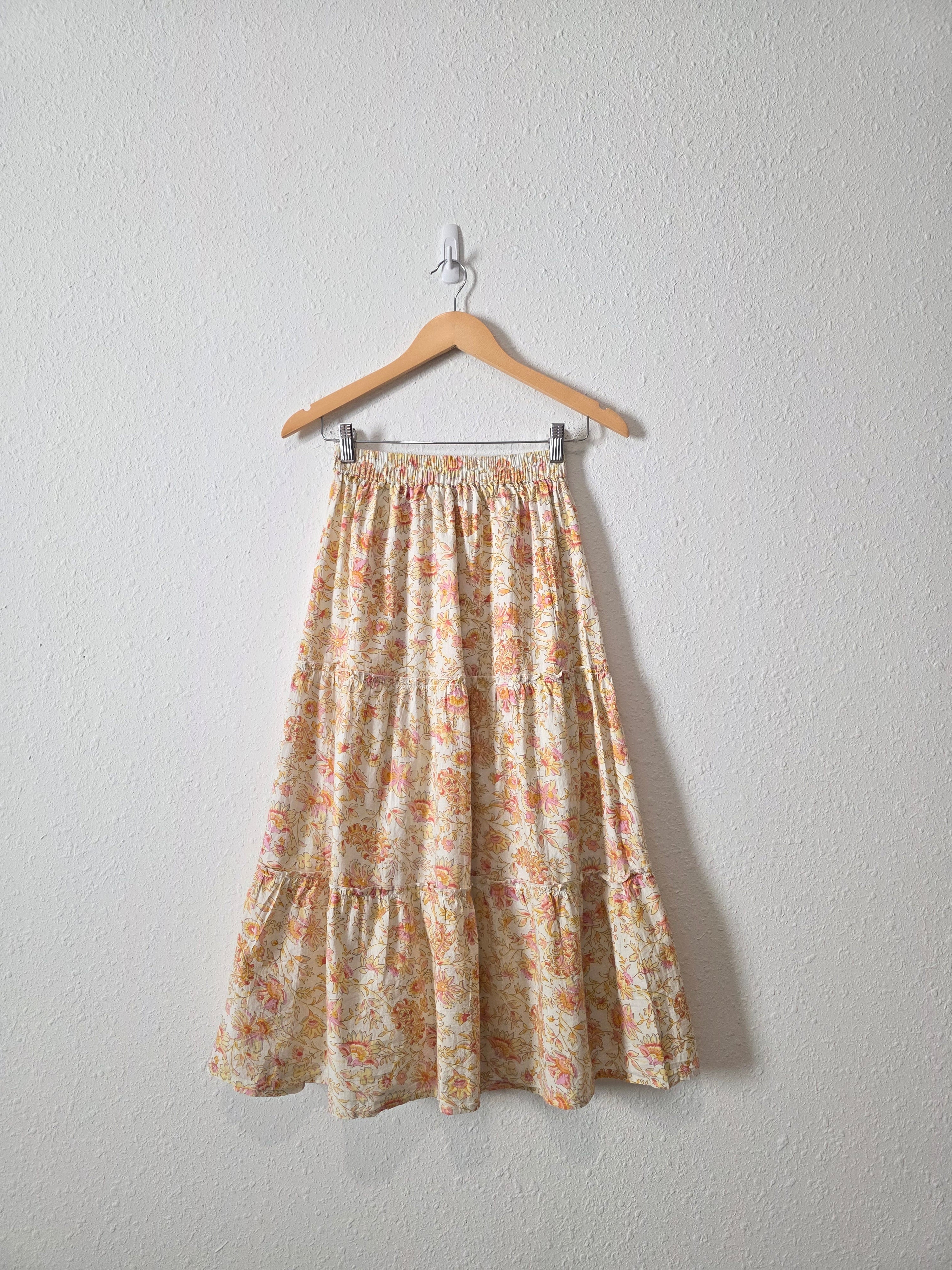 Floral Cotton Midi Skirt (S)