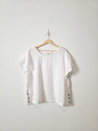 White Boxy Linen Tee (XL)