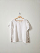 White Boxy Linen Tee (XL)