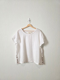 White Boxy Linen Tee (XL)