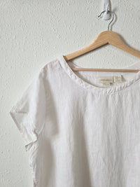 White Boxy Linen Tee (XL)