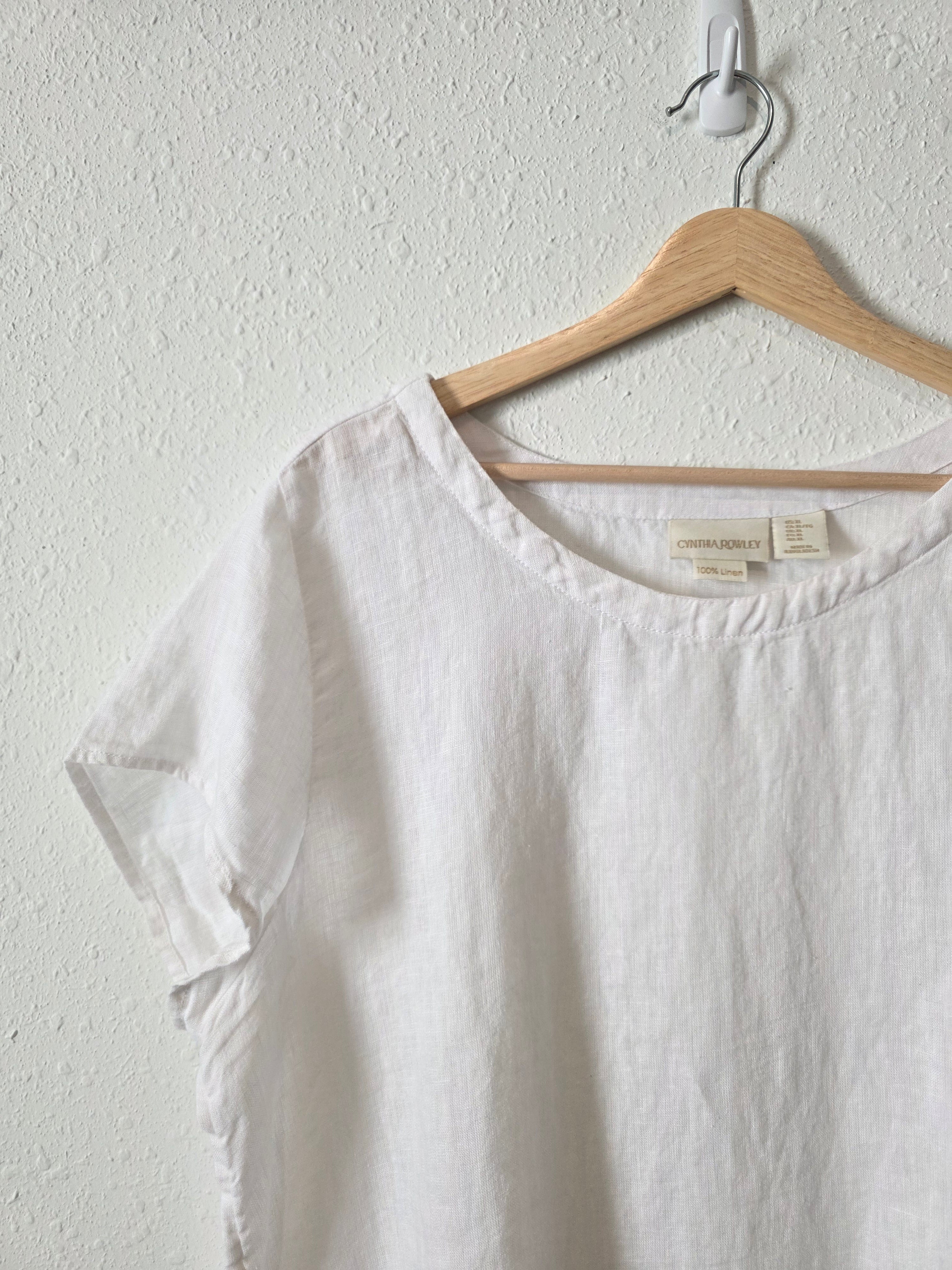 White Boxy Linen Tee (XL)