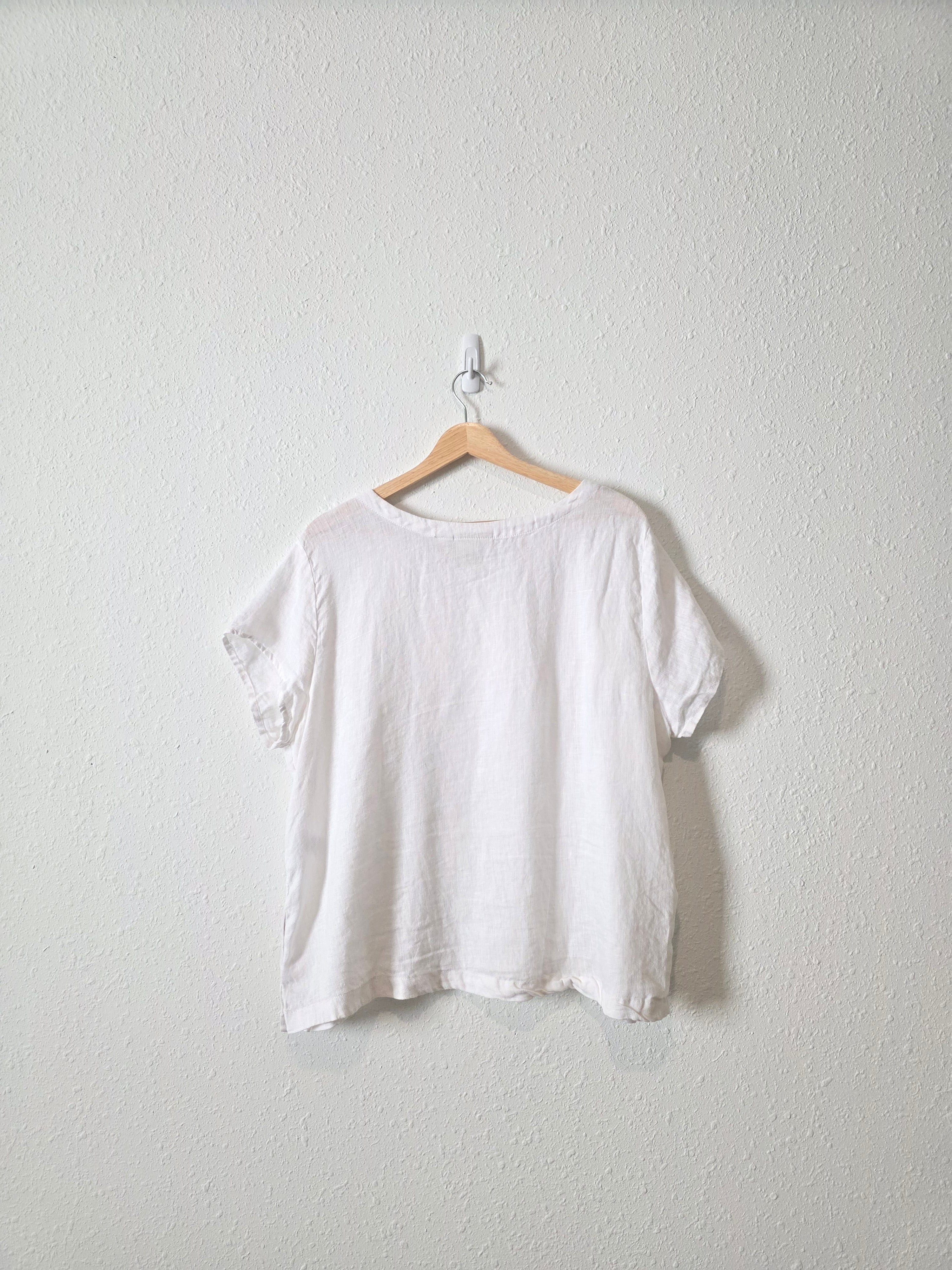 White Boxy Linen Tee (XL)