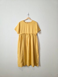 Yellow Linen Midi Dress (M)