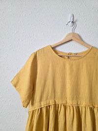 Yellow Linen Midi Dress (M)