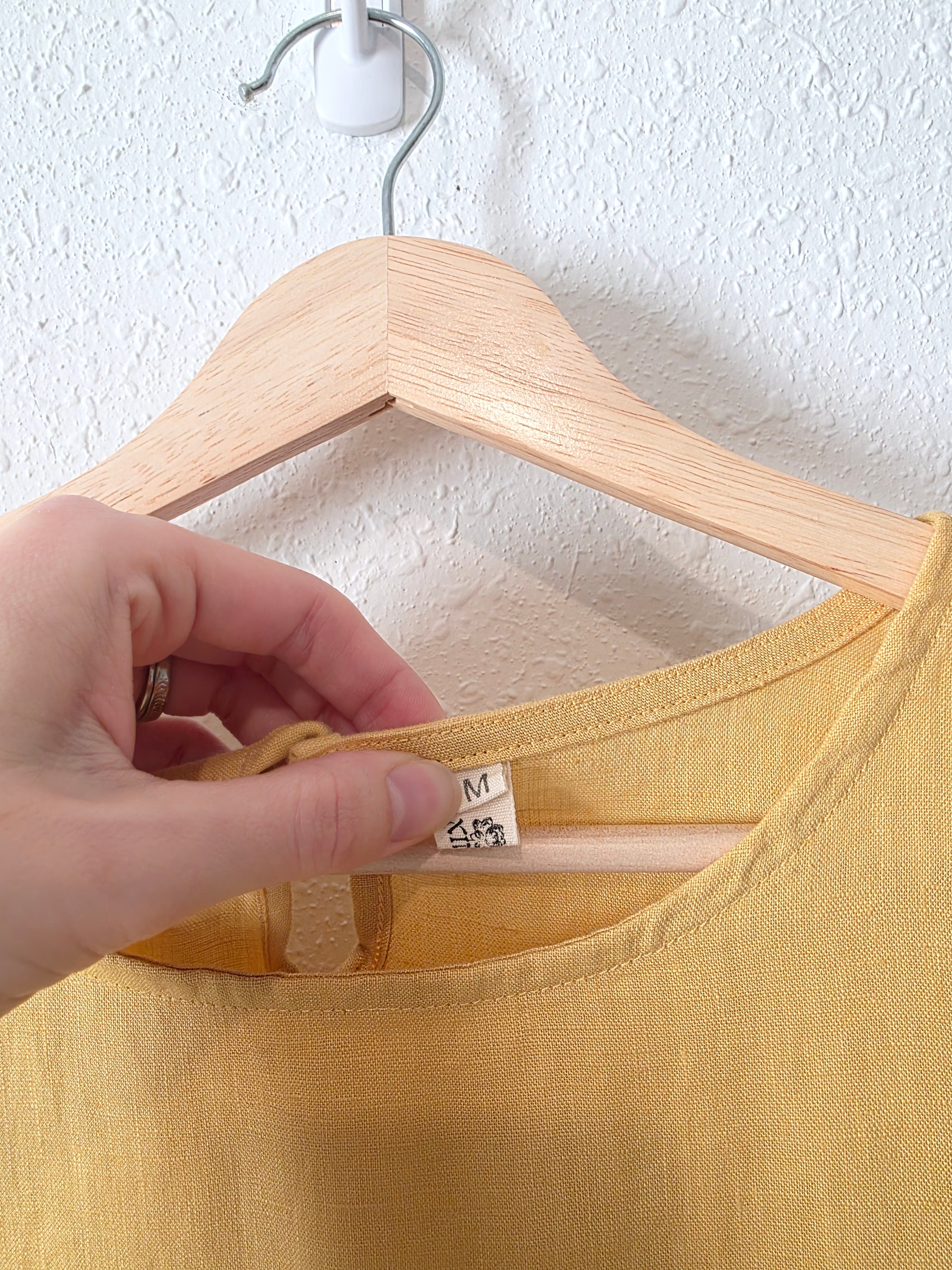 Yellow Linen Midi Dress (M)