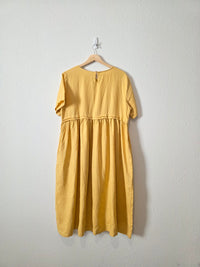 Yellow Linen Midi Dress (M)