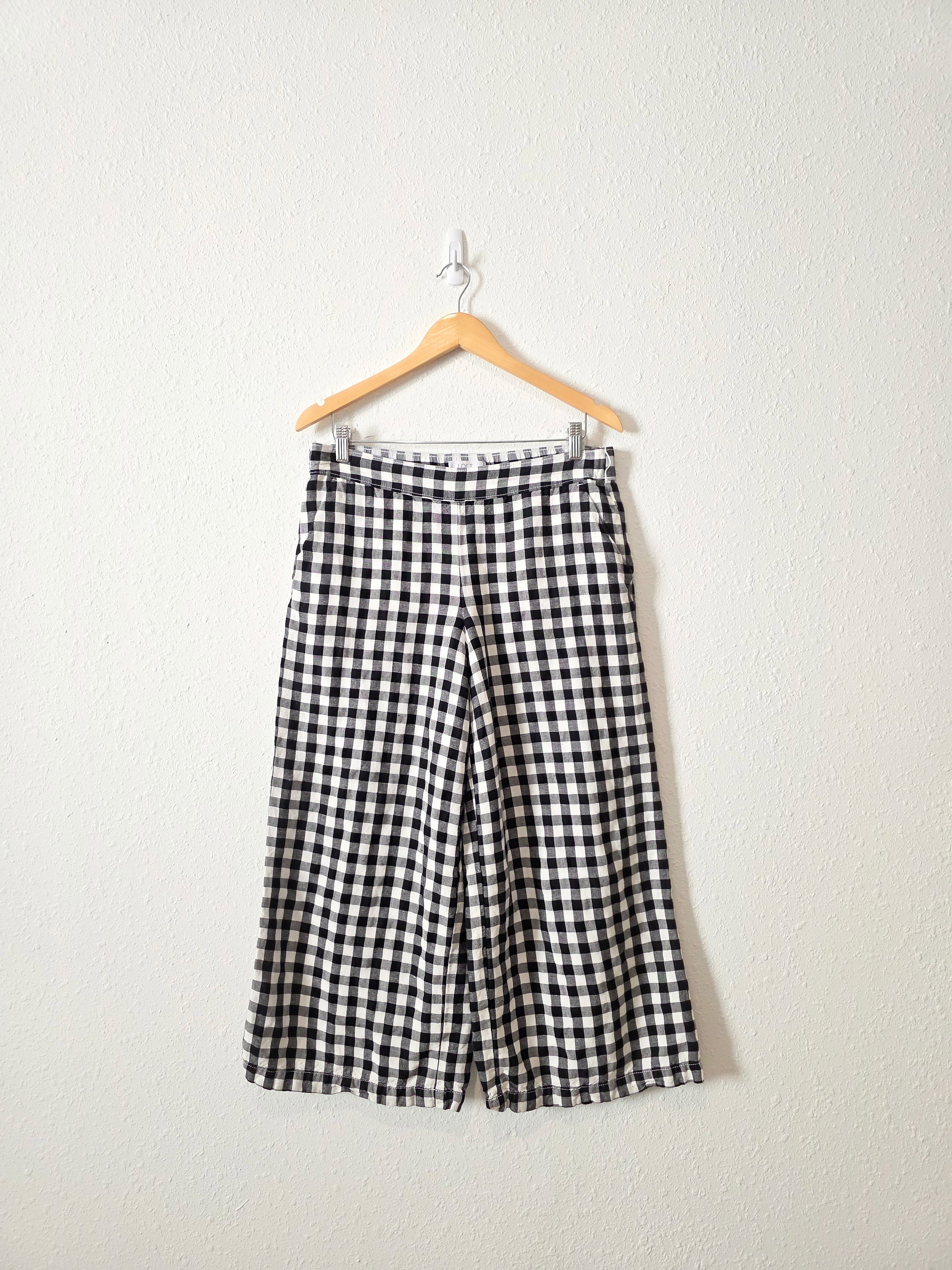 Loft Checkered Wide Leg Pants (M)