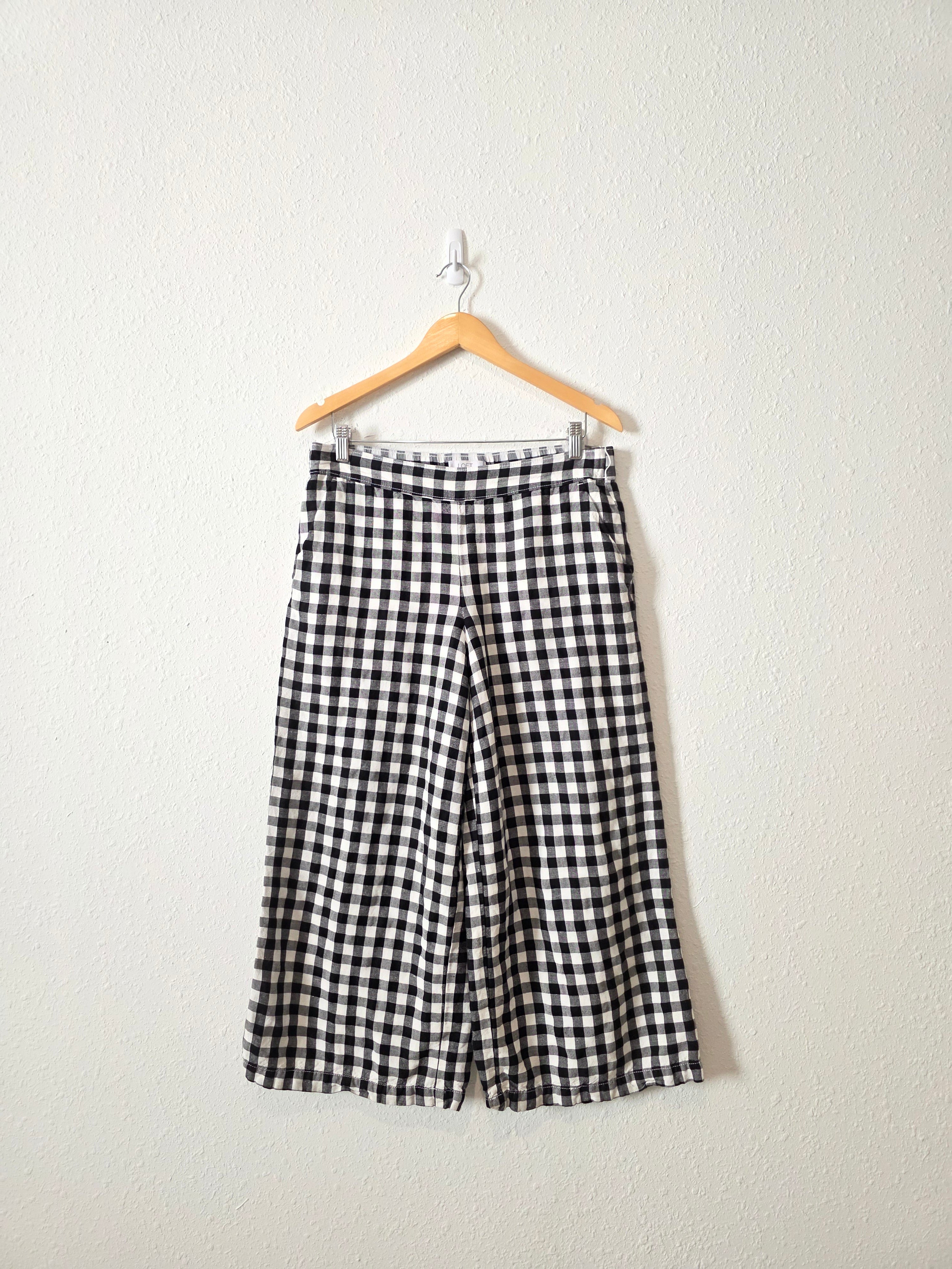 Loft Checkered Wide Leg Pants (M)