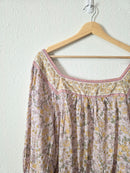 Colorful Floral Cotton Blouse (L)