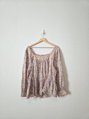 Colorful Floral Cotton Blouse (L)