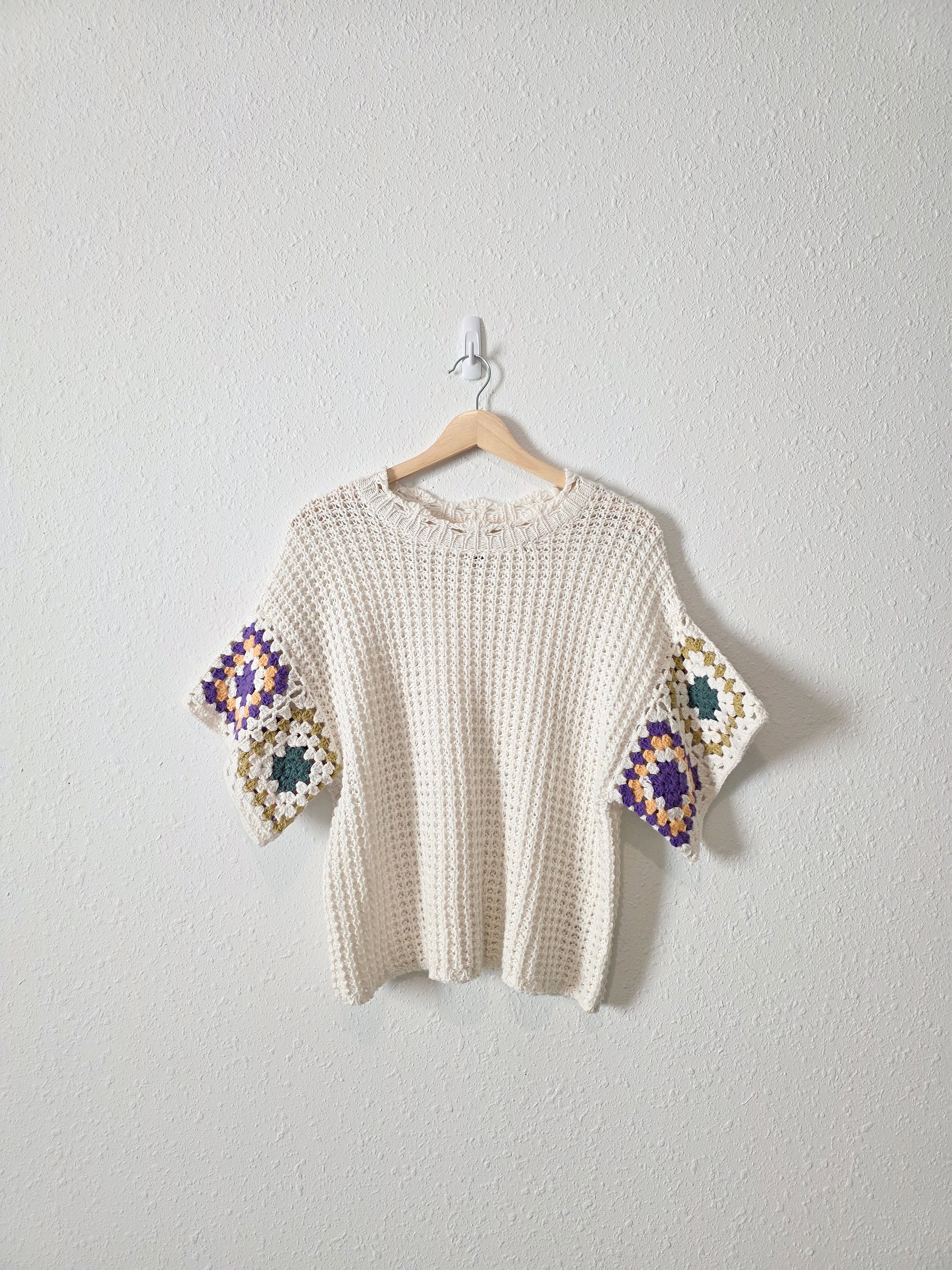 Granny Square Crochet Knit Tee (M)