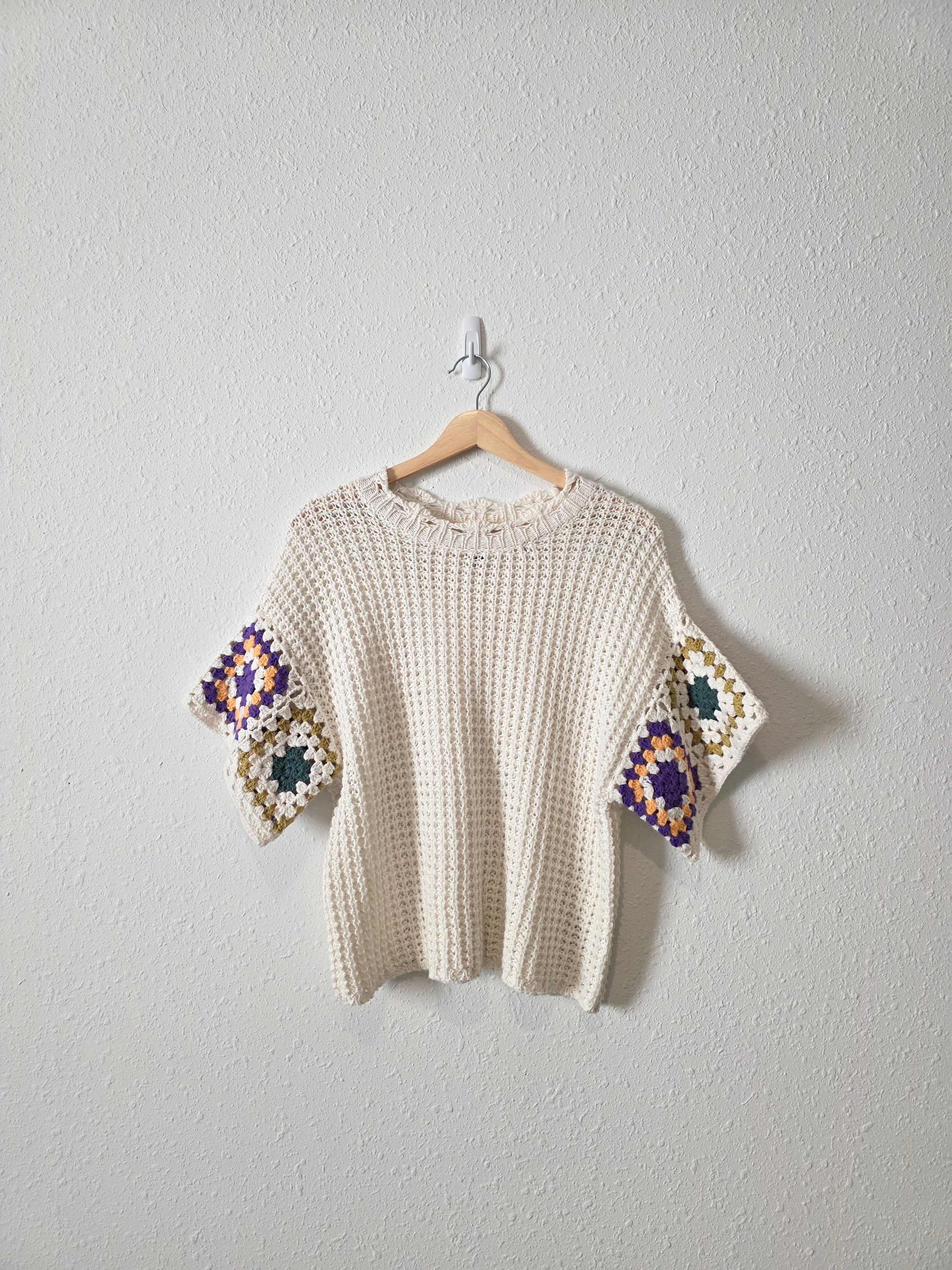Granny Square Crochet Knit Tee (M)
