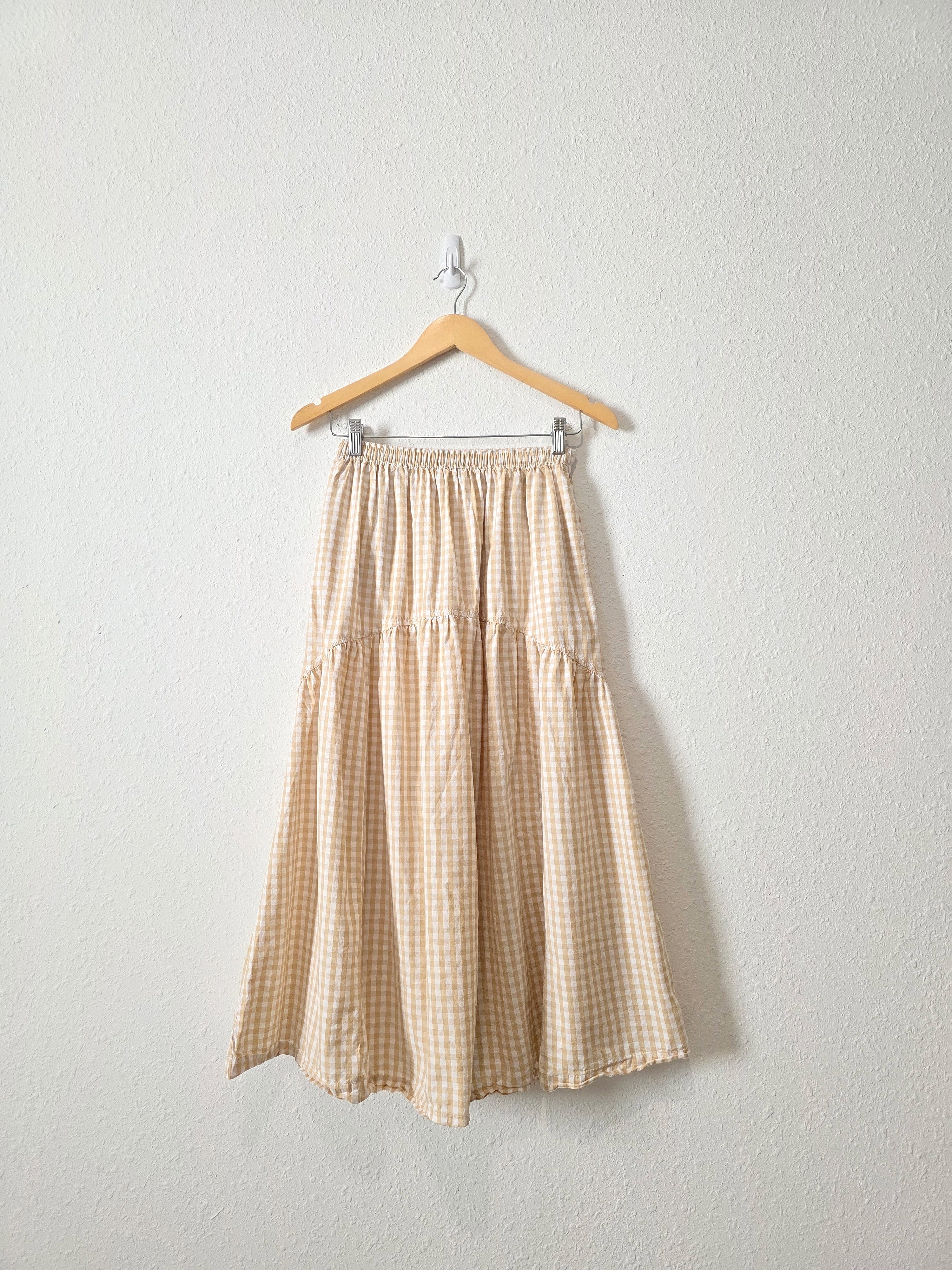 Neutral Gingham Maxi Skirt (S)