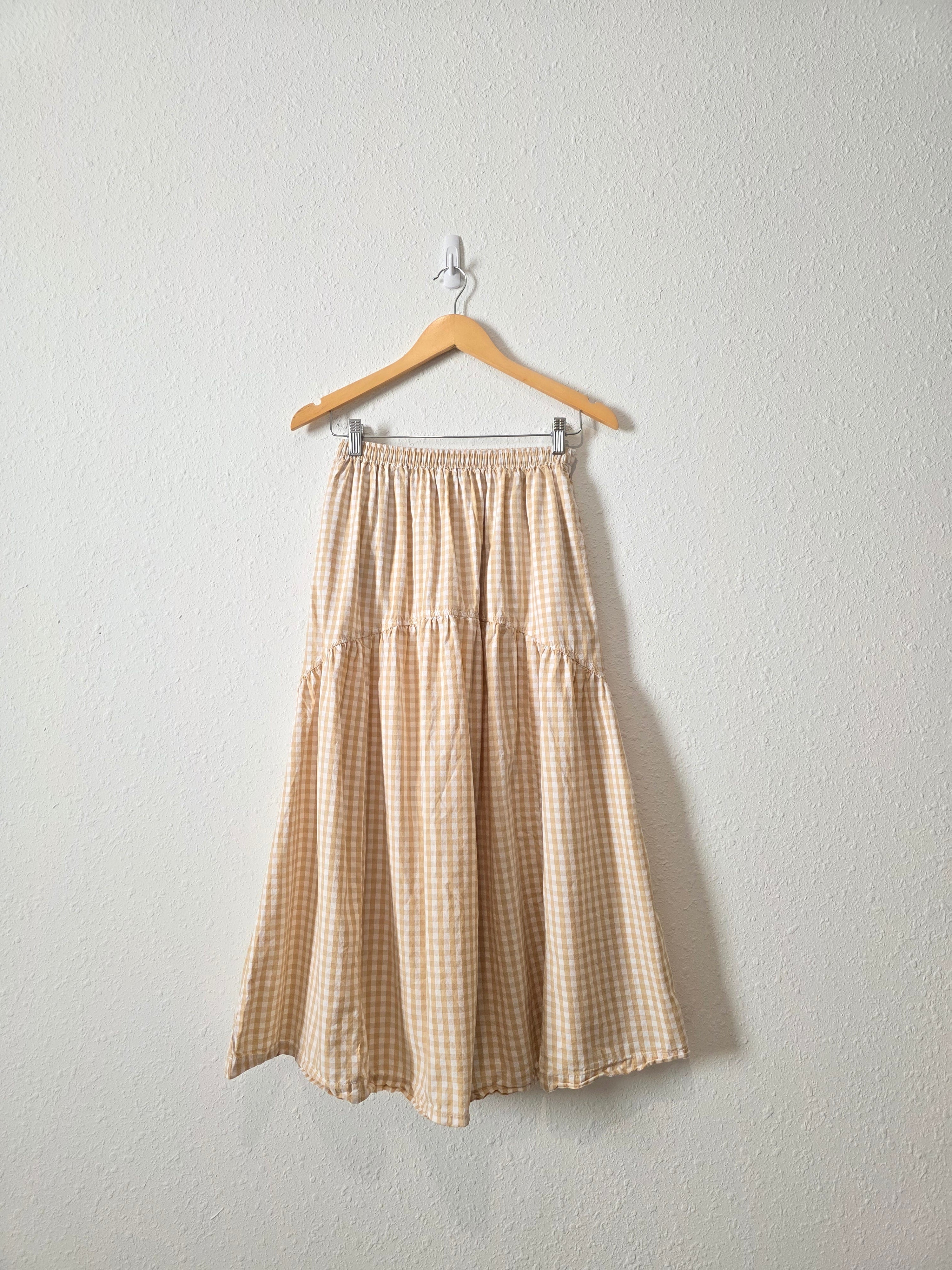 Neutral Gingham Maxi Skirt (S)