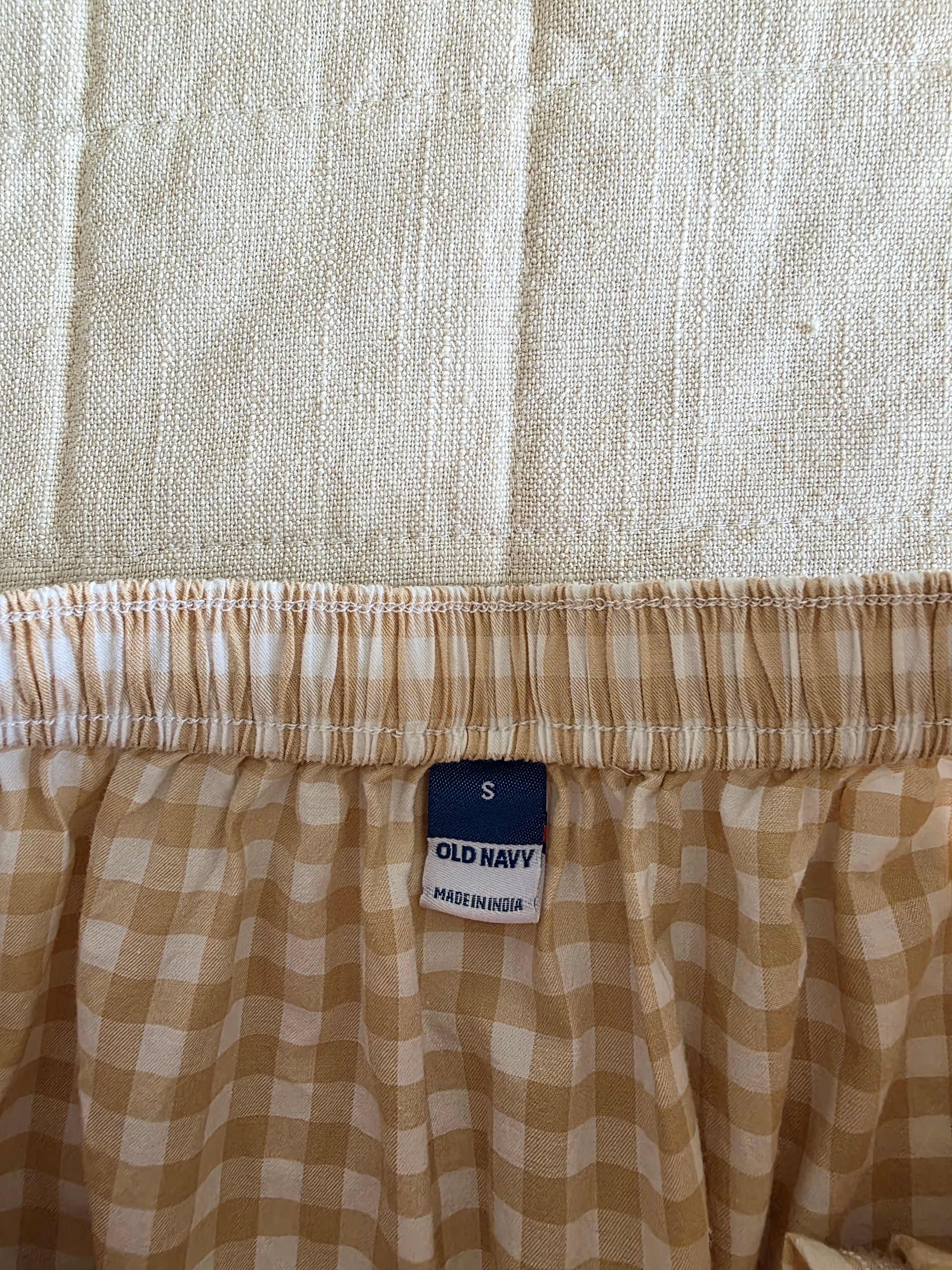 Neutral Gingham Maxi Skirt (S)