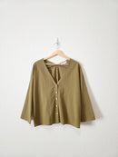 Carly Jean Olive Button Up Top (S)