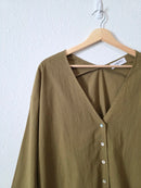 Carly Jean Olive Button Up Top (S)