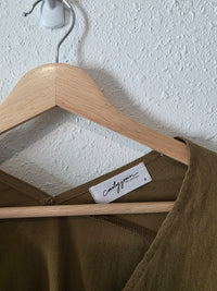 Carly Jean Olive Button Up Top (S)