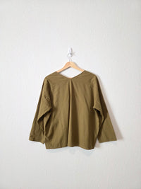 Carly Jean Olive Button Up Top (S)