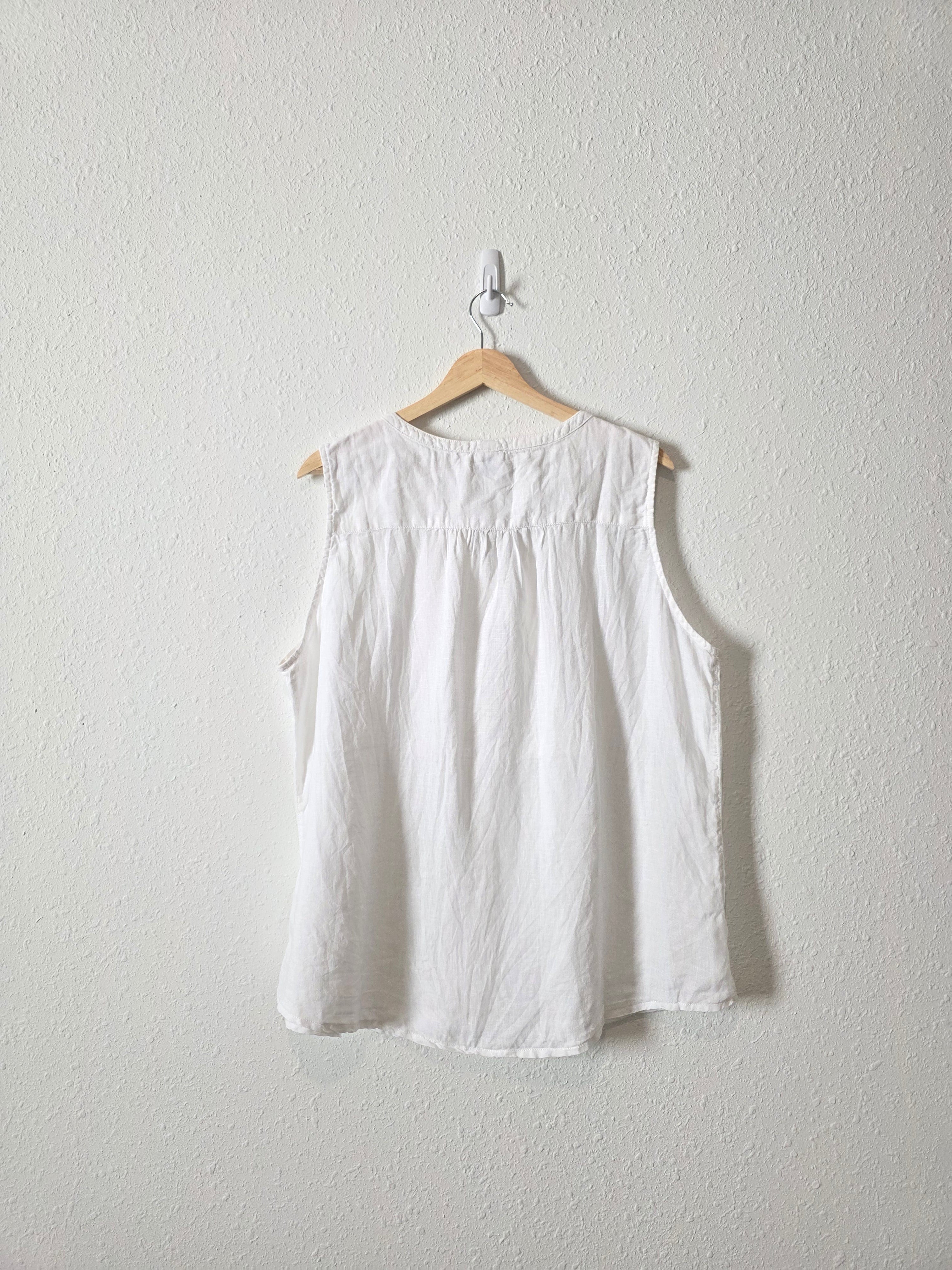 White Linen Button Up Tank (18)