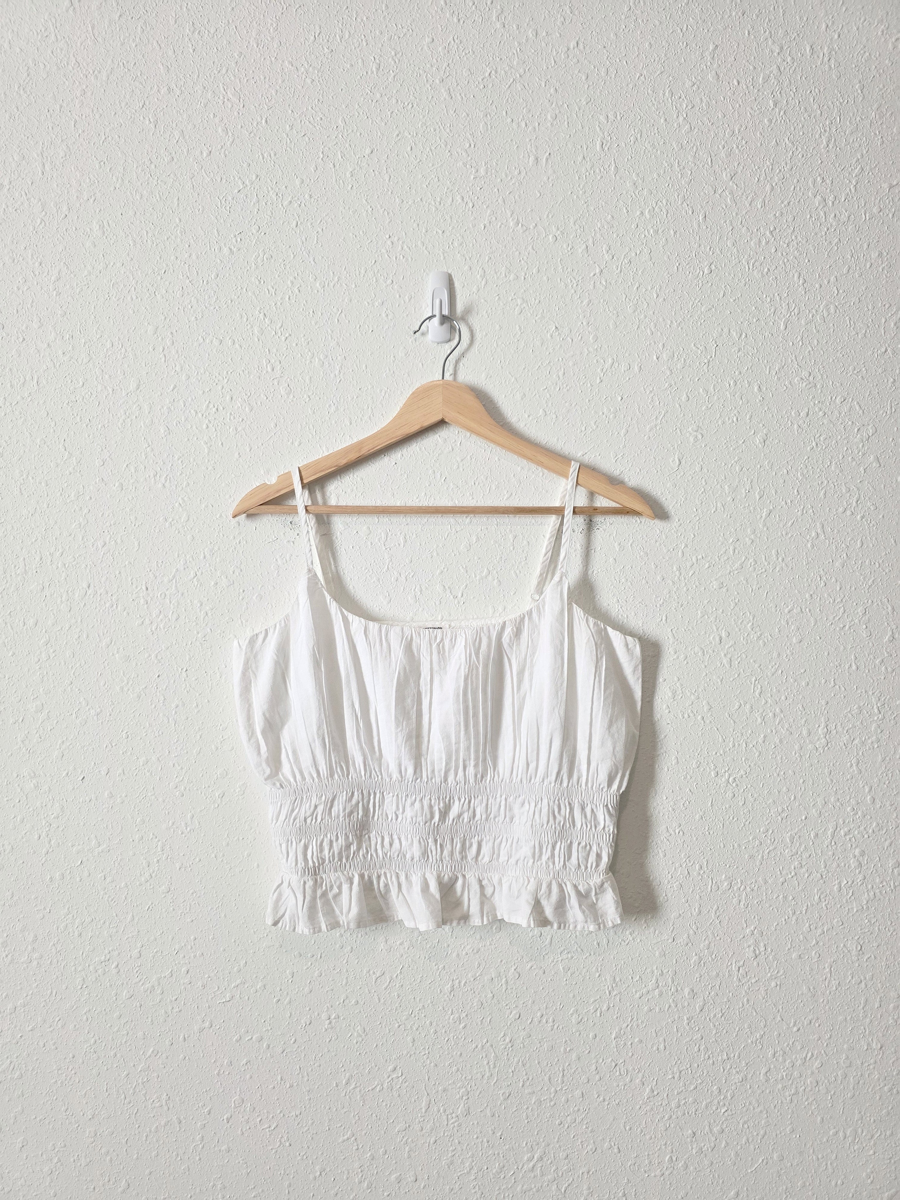White Cotton Smocked Tank (M)