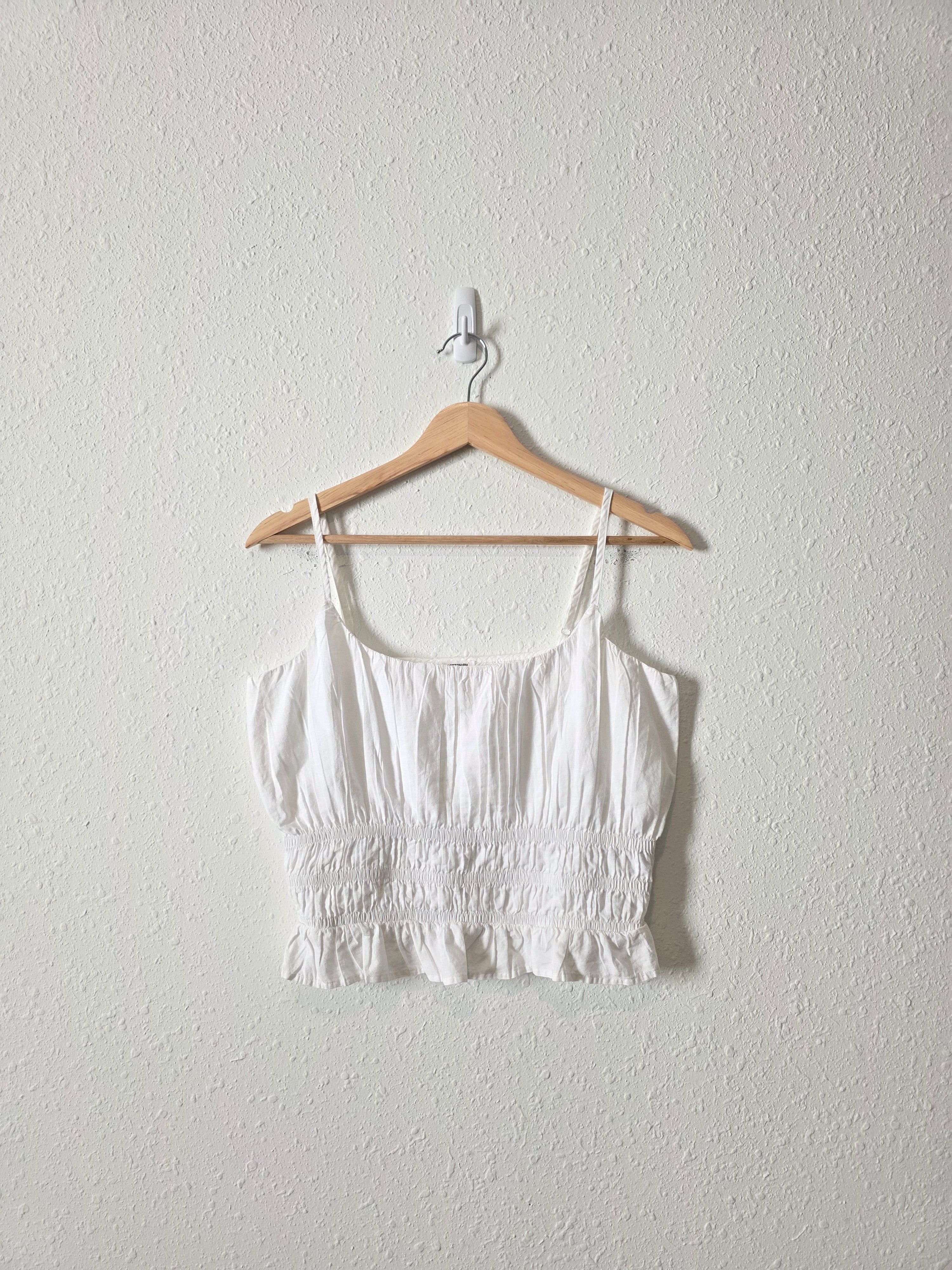 White Cotton Smocked Tank (M)