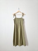 Gap Olive Smocked Midi Dress (M)
