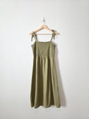 Gap Olive Smocked Midi Dress (M)