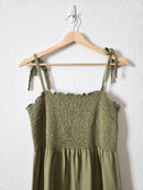 Gap Olive Smocked Midi Dress (M)