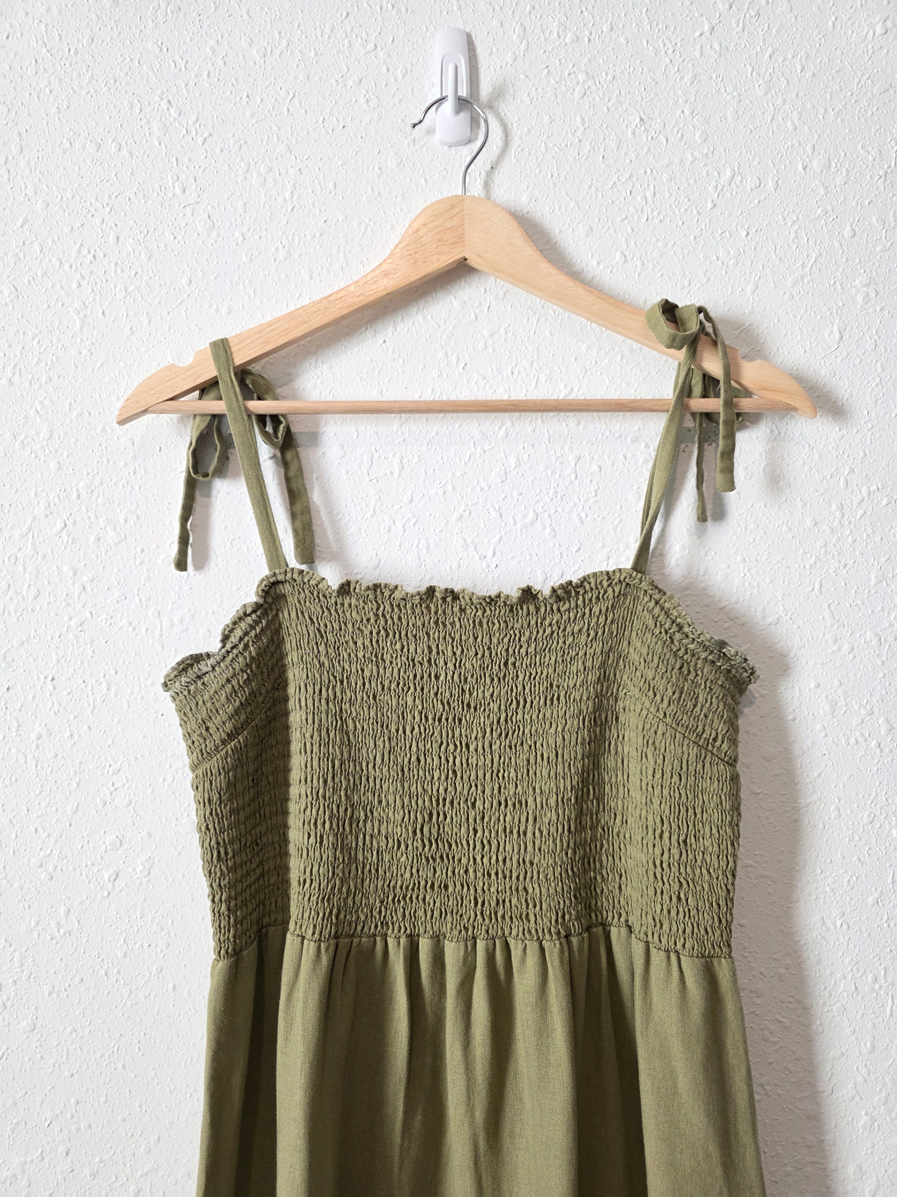 Gap Olive Smocked Midi Dress (M)