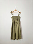 Gap Olive Smocked Midi Dress (M)