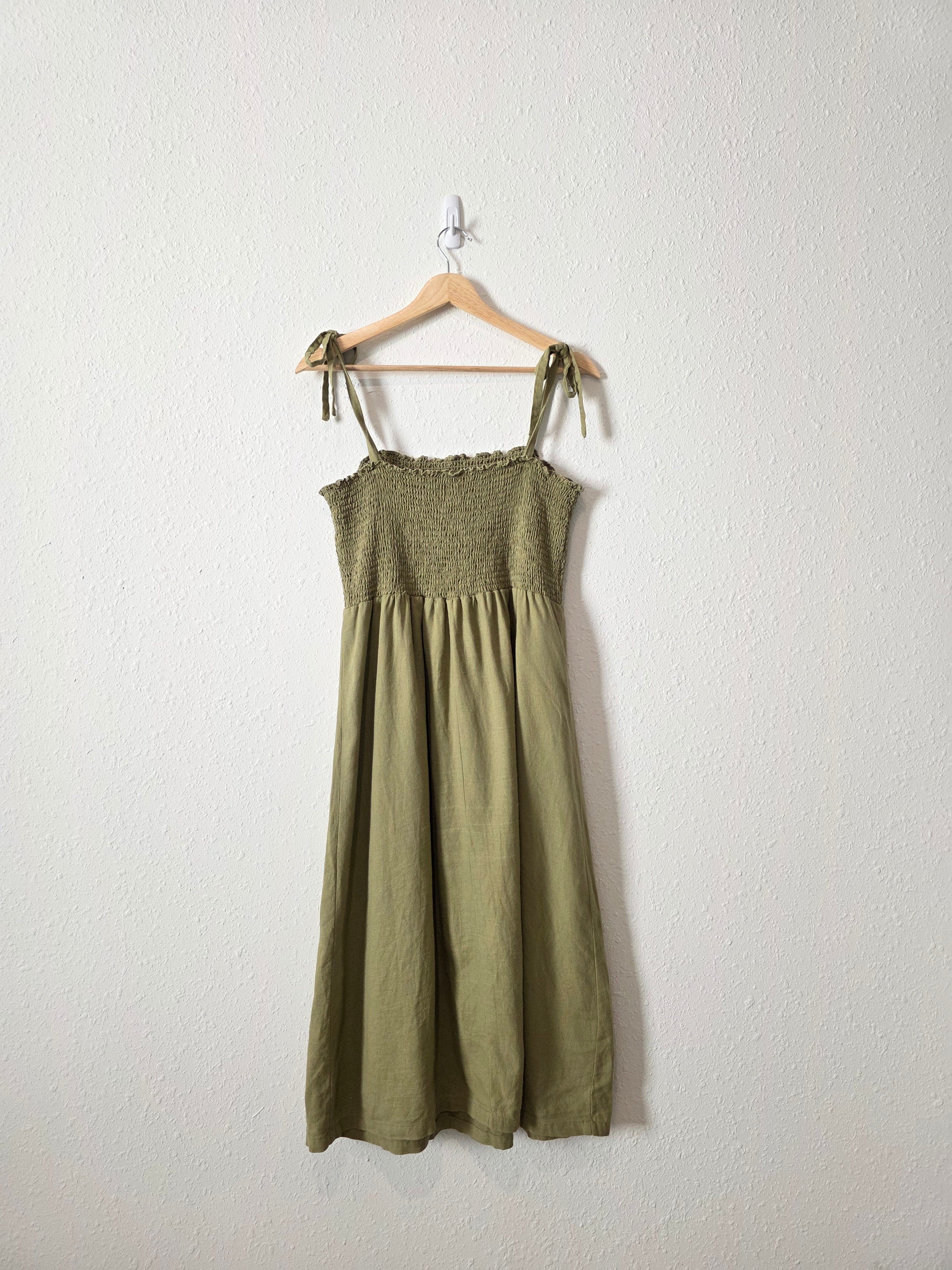 Gap Olive Smocked Midi Dress (M)