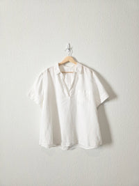 J.Crew White Linen V Neck (XXL)