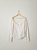 Free People Ribbed Lace Top (M)