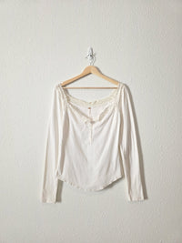 Free People Ribbed Lace Top (M)
