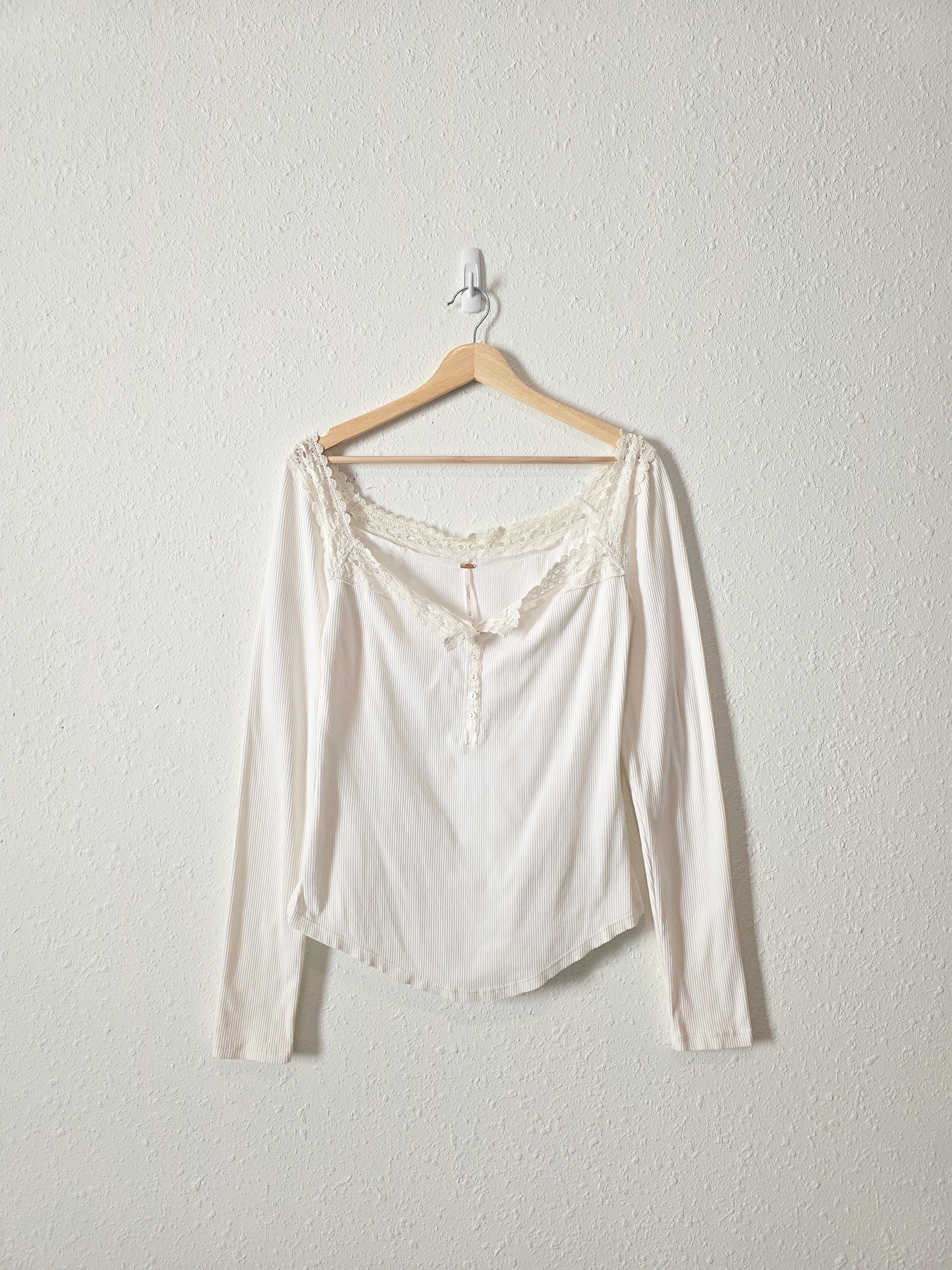 Free People Ribbed Lace Top (M)