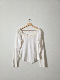 Free People Ribbed Lace Top (M)