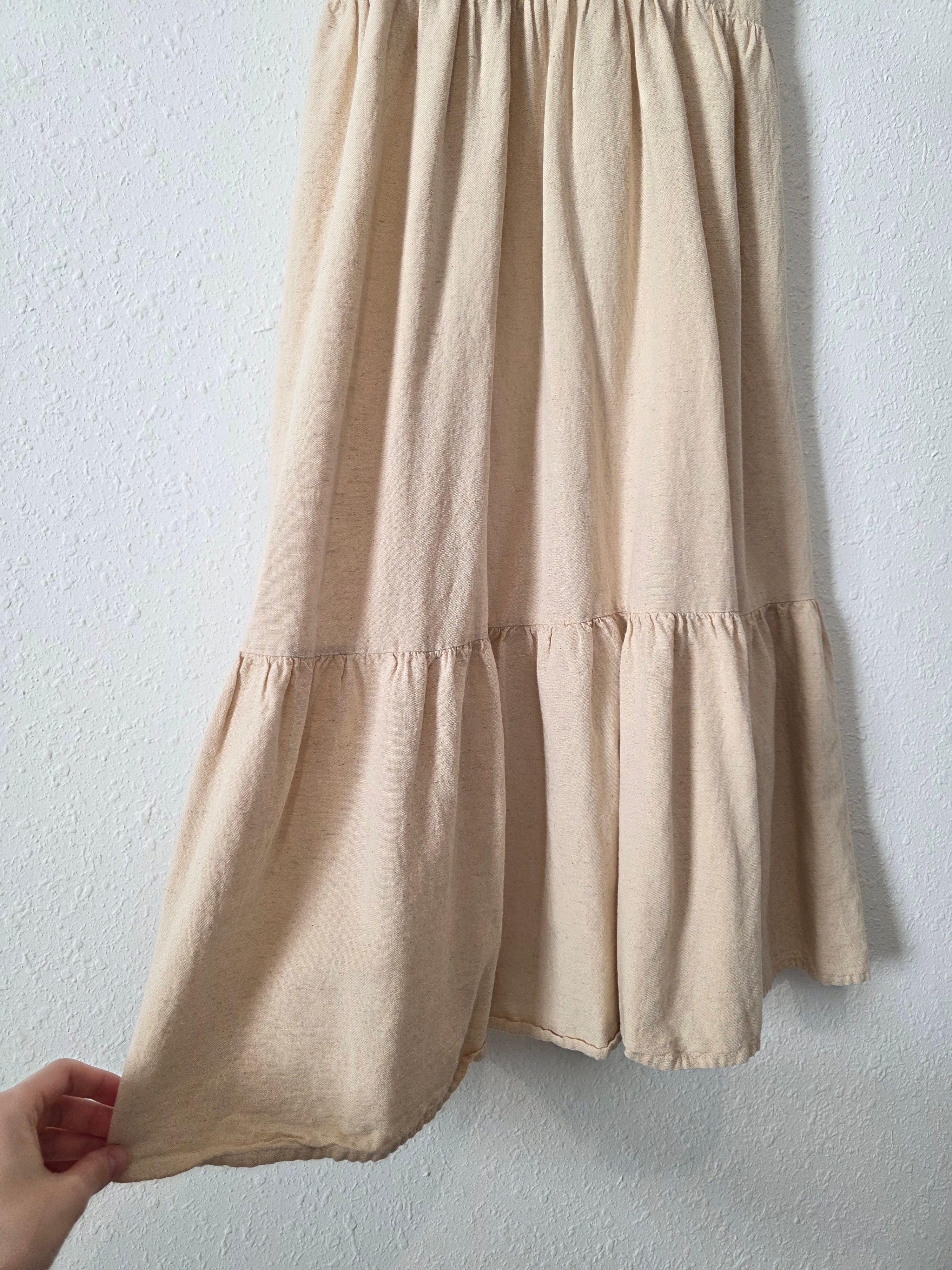 Neutral Tiered Midi Dress (M)