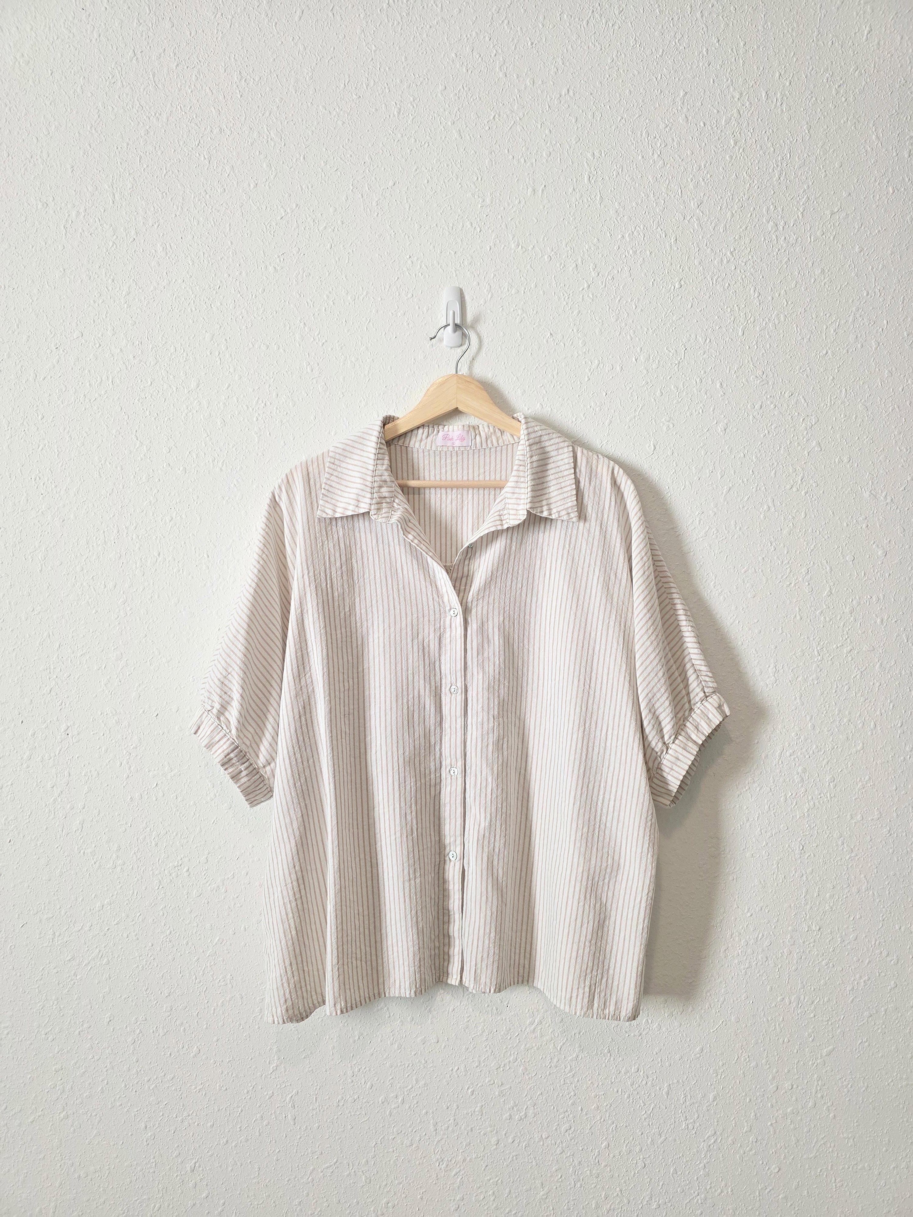 Pink Lily Oversized Striped Top (L)