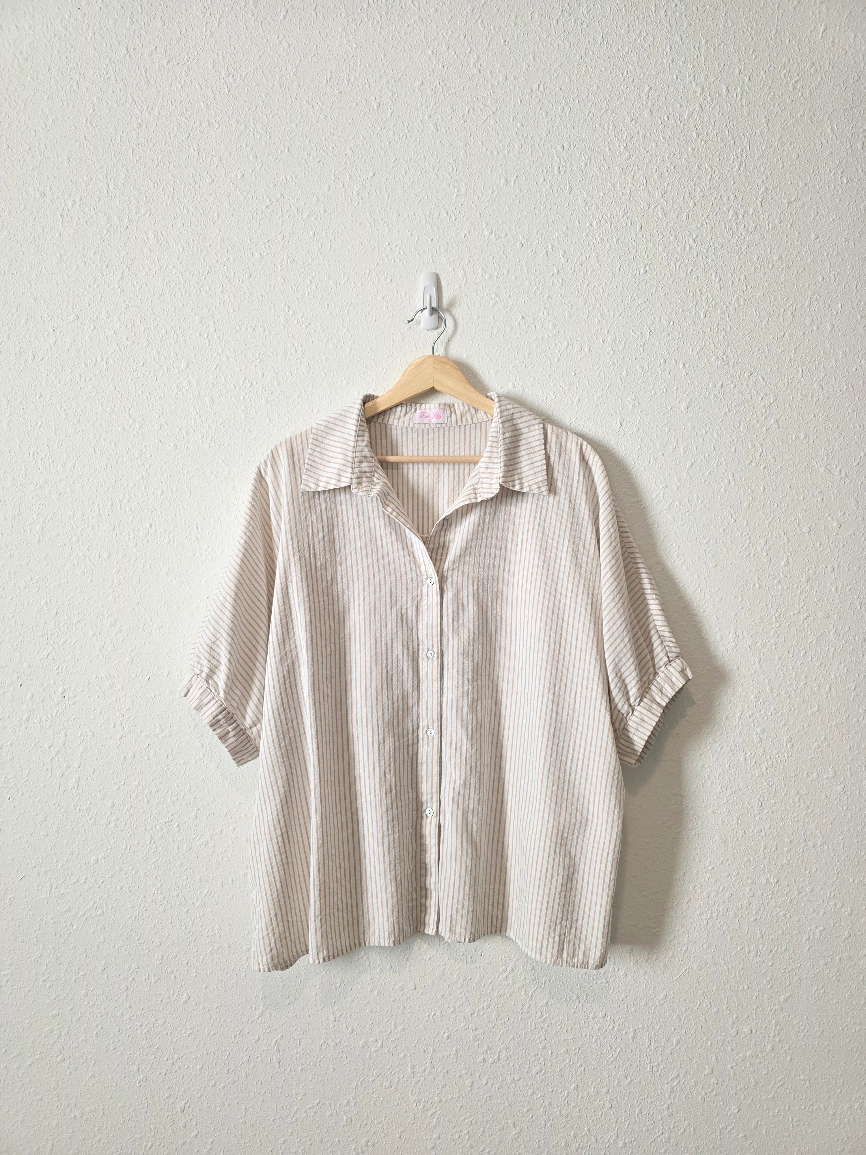 Pink Lily Oversized Striped Top (L)