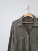Aerie Olive Waffle Button Up (M)