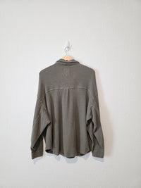 Aerie Olive Waffle Button Up (M)