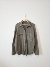 Aerie Olive Waffle Button Up (M)