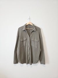 Aerie Olive Waffle Button Up (M)