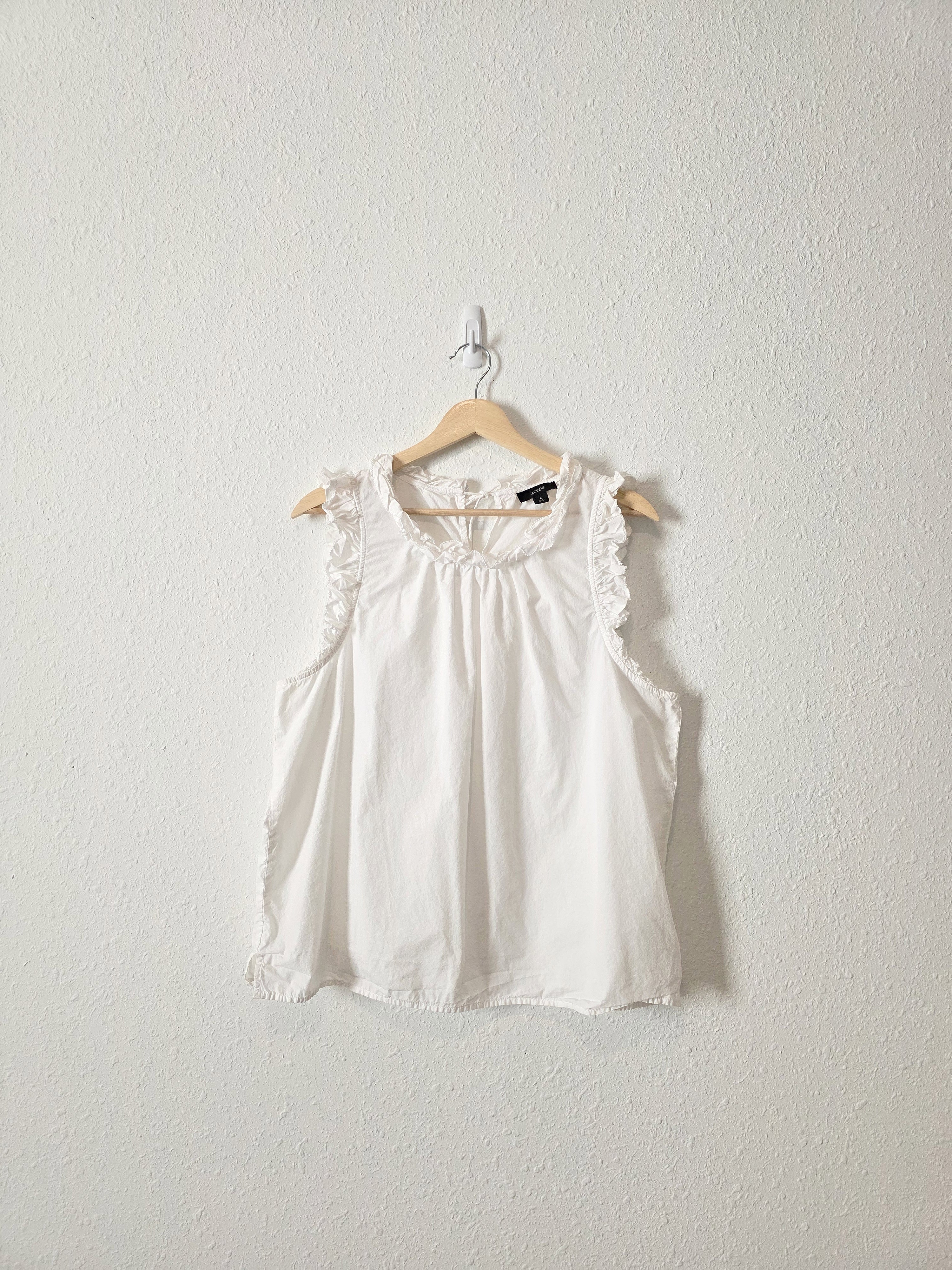 J.Crew White Cotton Tank (L)