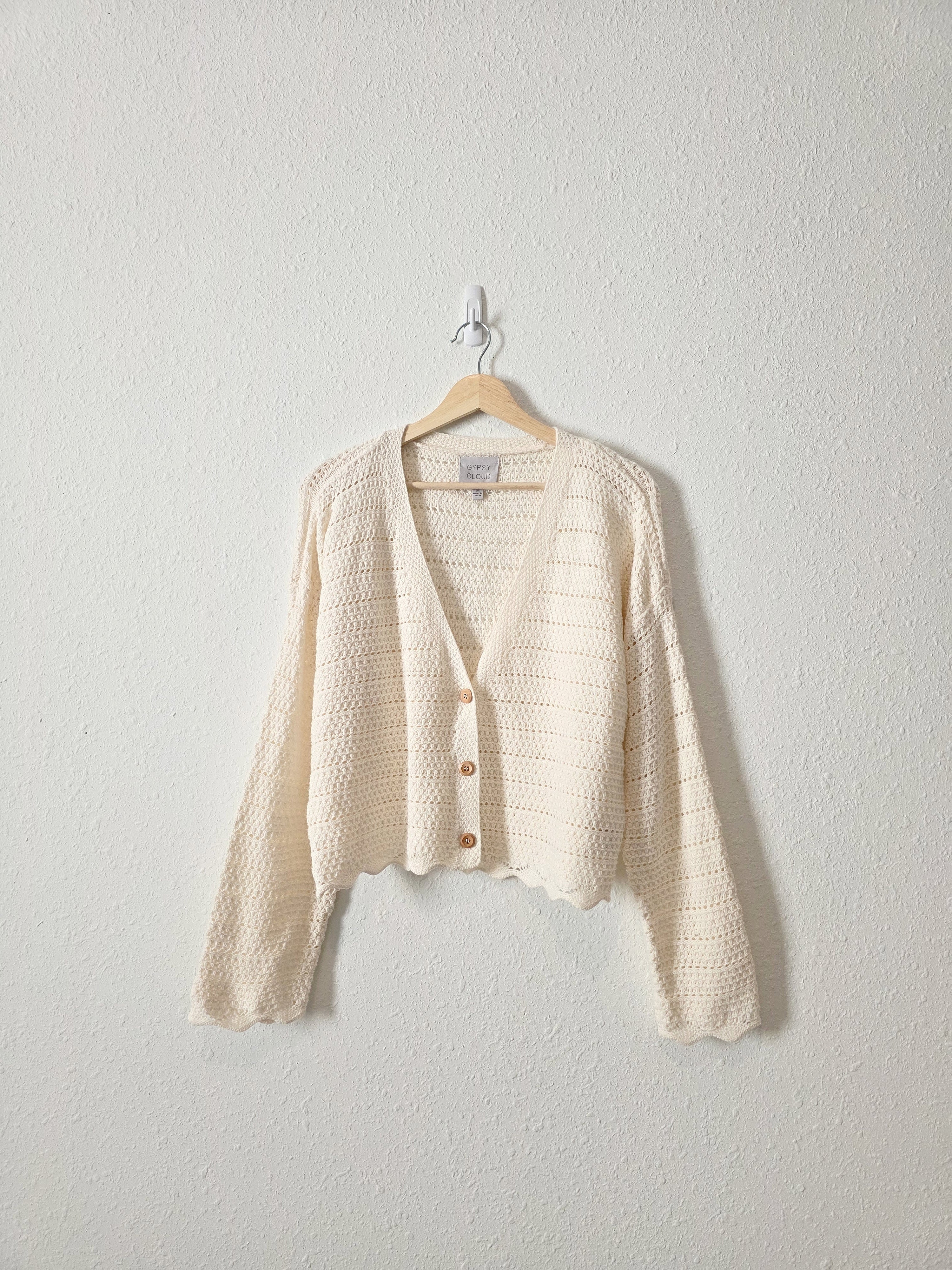 Cream Textured Knit Cardigan (XL)
